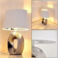hofstein Tischleuchte Keramik silber Nacht Tisch Lese Lampen Schlaf Wohn Zimmer Leuchten