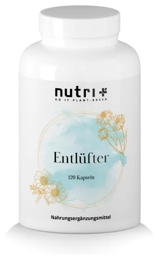 nutri+ Entlüfter | 120 Kapseln | 9 Pflanzenextrakte | mit Curcuma, Ingwer, Fenchel, Anis, Pfefferminze & Kamille | vegan