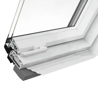 Dachfenster Ropal made by Roto, R4/7 Plus, PVC, Schwingflügel, 54 x 78 cm, Innen Weiß, außen Anthrazit, individuell konfigurieren