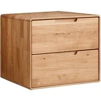 G+K Möbelvertriebs GmbH Nachttisch KM-0663, 2 Schubladen, Wildeiche massiv geölt, B 51 x H 45 x T 40 cm