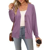 Arach&Cloz Strickjacke Damen Cardigan Strickmantel V-Ausschnitt Langarm mit Knöpfen für Frühling Herbst
