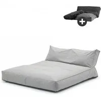 mokebo Sitzsack Outdoor Lounge 'Das Daybed' (mit Schutzhülle), Made in Germany, Beanbag Outdoor, Sitzsack, Gartenliege in Lichtgrau