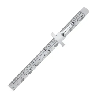 Flexible 6 Inch 15 cm Stainless Steel Pocket Ruler with Metric and Imperial Scale Detachable Clip Conversion Table Clear