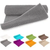 heimtexland Badematte Badvorleger Chenille Badteppich Duschvorleger, rutschhemmend beschichtet, Fußbodenheizung geeignet, 70, Polyester, rechteckig, 45x50 cm, Hochflor, super weich, extrem saugfähig, Maschinenwäsche