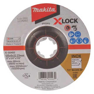 Makita Schruppscheibe 125 mm WA36N-BF, 1 Stück - WA36N-BF - 6 mm - X-LOCK - E-00402