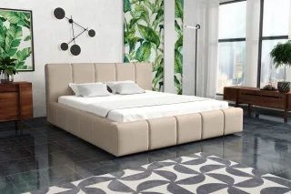 Polsterbett Bett Doppelbett GENUA Stoff 140x200cm Stoff Cloud Beige