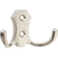 SO-TECH® Garderobenhaken LENA, Lochabstand 20 mm, zwei Größen, Metall massiv, Edelstahloptik, Höhe 48 mm, 2-fach, inkl. Schrauben