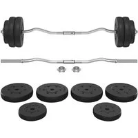 Yaheetech Langhantel Hantel 20/25/30 Kg, SZ-Stange mit 6 Scheiben für Krafttraining
