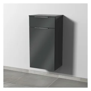Sanipa 3way Mittelschrank mit 1 Auszug und 1 Wäschekorbklappe, Anthrazit-Glanz, UF15479 UF15479