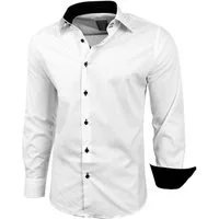Baxboy Langarmhemd Kentkragen Businesshemd Slim Fit Hemd mit farblich abgesetzten B-444