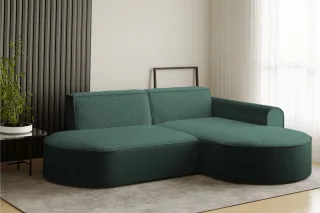 Ecksofa Designersofa BONDY in Stoff Ascot Petrol Ottomane Rechts