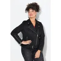 MIAMODA Sommerjacke Bikerjacke Veloursleder-Optik Revrskragen