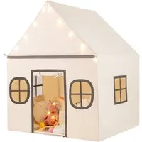 COSTWAY Spielzelt Kinderzimmer, Kinderzelt mit Türvorhang & Sternlichter