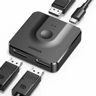 UGREEN DP1.2 Bidirectional Switcher 2 In 1 Out 4K60Hz 2K144Hz Button Switching Dual Monitor Splitter for PC Laptop Monit