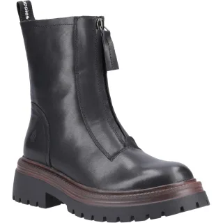 Hush Puppies Roxanna Damen Lederstiefel aus schwarzem Leder