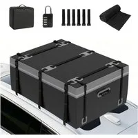 Puluomis Dachbox Auto 600L Faltbar Wasserdicht mit Türhaken, Schloss, 8 robuste Gurte, (500D Dachtasche Dachkoffer, für Autos mit/ohne Gepäckträger)