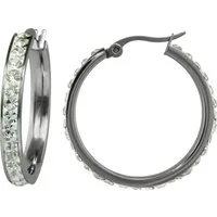 Amello Paar Creolen Amello Ohrringe Edelstahl Creolen 30mm (Creolen), Damen Creolen aus Edelstahl (Stainless Steel), silberfarben, weiß