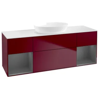 Villeroy und Boch Finion Waschtischunterschrank GD01GKHB 120cm, Abdeckplatte white matt, Emotion, Regale Anthracite matt lacquer, Peony Matt