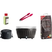 LotusGrill Holzkohlegrill XL Starter-Set G435 Anthrazitgrau – 5-tlg, USB, raucharm & mobil