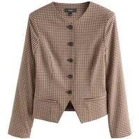 Next Jackenblazer Blazer mit V-Ausschnitt und kleinem Karomuster (1-tlg)