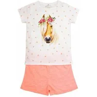 BONDI Shorty Shorty - Schlafanzug 'Pferde-Motiv' 36230, Weiß A