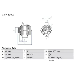 Bosch Lichtmaschine 120A Fiat Peugeot 1,3
