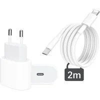 Alpha Electronics Schnellladekabel USB C passt für iPhone 11, 12, 13, 14, Pro, X, Xs, Xr USB-Ladegerät (2,22 mA, Spar-Set, 2-tlg., 1 x Adapter 20 Watt + 1x Ladekabel USB-C auf Lightning 200cm, Fast Charging)