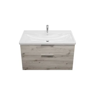 Burgbad Keramik Waschtisch-Set Eqio Eiche Dekor Silber/Alpinweiss, SEYQ103F6015C0001 SEYQ103F6015C0001