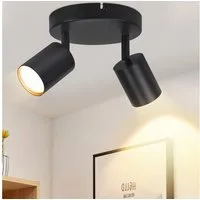 ZMH Deckenstrahler 2 Flammig Rund Deckenlampe Schwenkbar 330° Modern für Wohnzimmer, Einfache Installation, ohne Leuchtmittel, Schwarz 90° gedreht Wandstrahler für Schlafzimmer Küche
