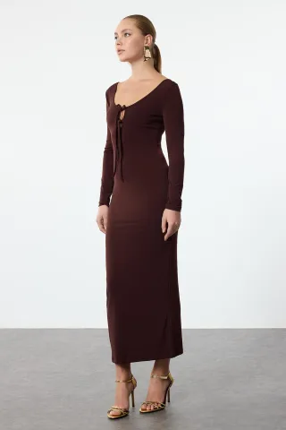 Langes, gerades, tailliertes Maxi-Cocktailkleid für Damen