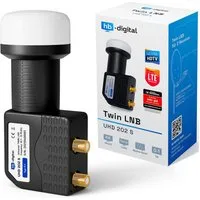 HB-DIGITAL LNB Twin für 2 Teilnehmer UHD 202 S LTE Filter wetterfest schwarz Universal-Single-LNB (für 2 Teilnehmer, Die vergoldeten F-Anschlüsse für noch bessere Signalübertragung)