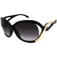 Rennec Sonnenbrille Damen Oversized Brille mit geschwungenen Brillenbügeln (inklusive Brillenbeutel) Große Designer Brille Gläser UV400 Getönt Oval