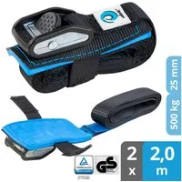 valonic Spanngurt valonic DOLPHIN Spanngurte 2x 1-6m Klemmschloss TÜV-GS 500kg Zurrgurte (2er Set, 2-St., 2 Stück Klemmschlussgurt) Spanngurt für SUP Board oder Kajak