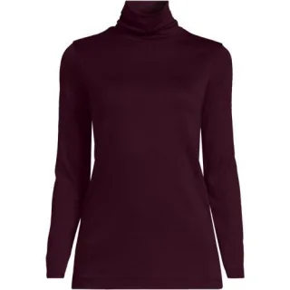 Rollkragenshirt aus Supima, Damen,  Grün, Baumwolle, by Lands' End