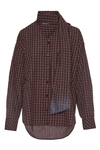 bsb - Bluse mit Karomuster lila/rot - Gr. - S