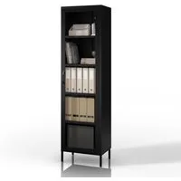 Jan Nowak Vitrine LUIGI Vitrine Schmal Glas Metall 50x180x35cm 4 Regale Sparkling (Stahl 0,6mm, 4 Regale 30kg, Hartglas, Wandmontage möglich) Brilliance Beine regulierbar Wohnzimmer Salon