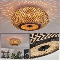 hofstein Deckenleuchte moderne Deckenlampe aus Metall/Bambus in Schwarz/Naturfarben, ohne Leuchtmittel, Boho-Design Deckenleuchte, Lichteffekt an d. Decke, Ø 40 cm, 3-flammig