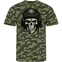 Baddery Print-Shirt US Army Shirt: "Tank Skull" - USA Camouflage T-Shirt Männer, hochwertiger Siebdruck, aus Baumwolle
