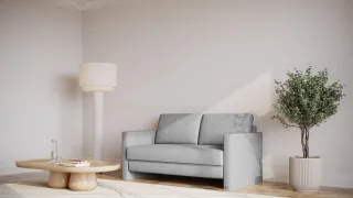 BRUNO Schlafsofa 140cm in Silver Grey Grau | Schmal | stabiles Massivholz & Boxspringkomfort
