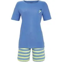 Ringella Shorty mit kleinem Motivdruck auf dem Oberteil und geringelter Shorts (2 tlg) 100% Baumwolle