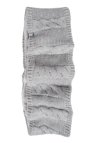 Heat Holders Damen-Winterschal mit weichem Fleece-Futter und Zopfmuster, Thermo-Schlauchschal, Hellgrau