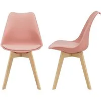en.casa Esszimmerstuhl (Set, 2 St), »Fläten« mit Massivholzbeinen Kunstleder Rosé