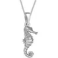 Goldene Hufeisen Kette mit Anhänger Mini klein Seepferdchen Anhänger mit Kette 925 Sterling Silber (2-tlg, inkl. Etui), Kinderschmuck Halskette