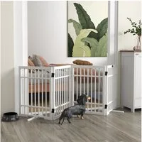 PawHut Hundegitter Schutzgitter für Haustier, Hundegitter (Absperrgitter, 1 St., Türschutzgitter), für Garten, Balkon, Weiß