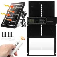 Clanmacy Hühnerstall Automatische Hühnerklappe Solar Timer-Steuerung, IPX3, 36x27.5cm