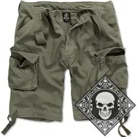 Brandit Cargoshorts Cargo Shorts kurze Hose Legend Army mit UD Bandana
