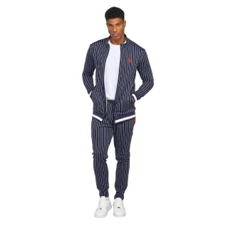 SikSilk - Trainingsjacke für Herren, Stehkragen, Athletisch, Raglan langärmelig (Marine)