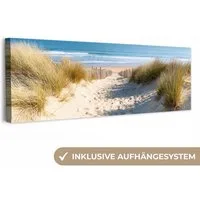 OneMillionCanvasses® Leinwandbild Panorama Strand - Meer - Düne - Sand - Sommer, Fotodruck (1 St), Wandbild, Deko Schlafzimmer Wohnzimmer Flur 60x20 cm