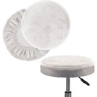 Agger Stuhlhusse Hockerbezug Rund Barhockerbezug Stuhlbezug Stretch,Stuhlüberzug, Rollhocker Barhocker Luxuriöser Stoff,Waschbar Staubdicht Hocker Bezug