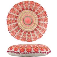 Marrakesch Orient & Mediterran Interior Bodenkissen Boho Bodenkissen Garet handgefertigt aus Baumwolle in Orange 60 cm